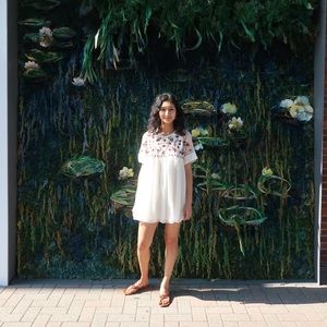 Zara floral embroidered babydoll romper-dress